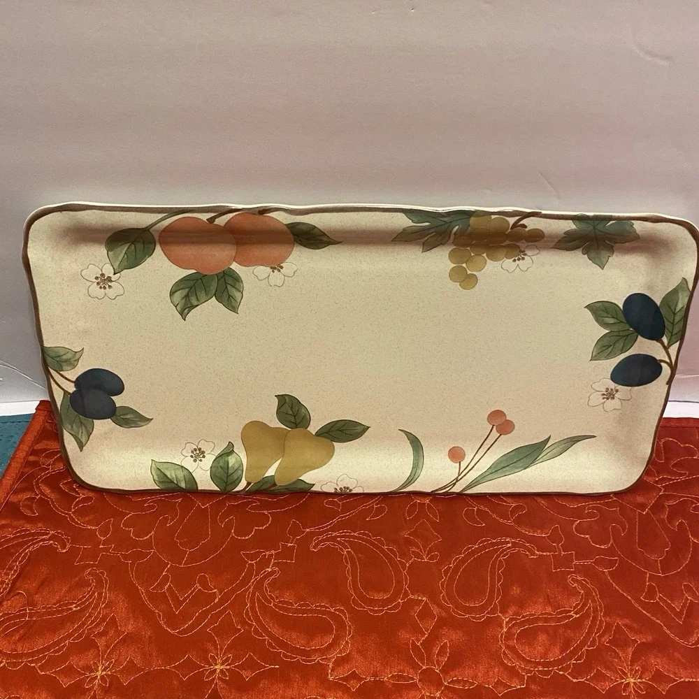 Mikasa Fruit Panorama  Serving Platter Tray Rectangle Peach Plum‎ Grape Pear